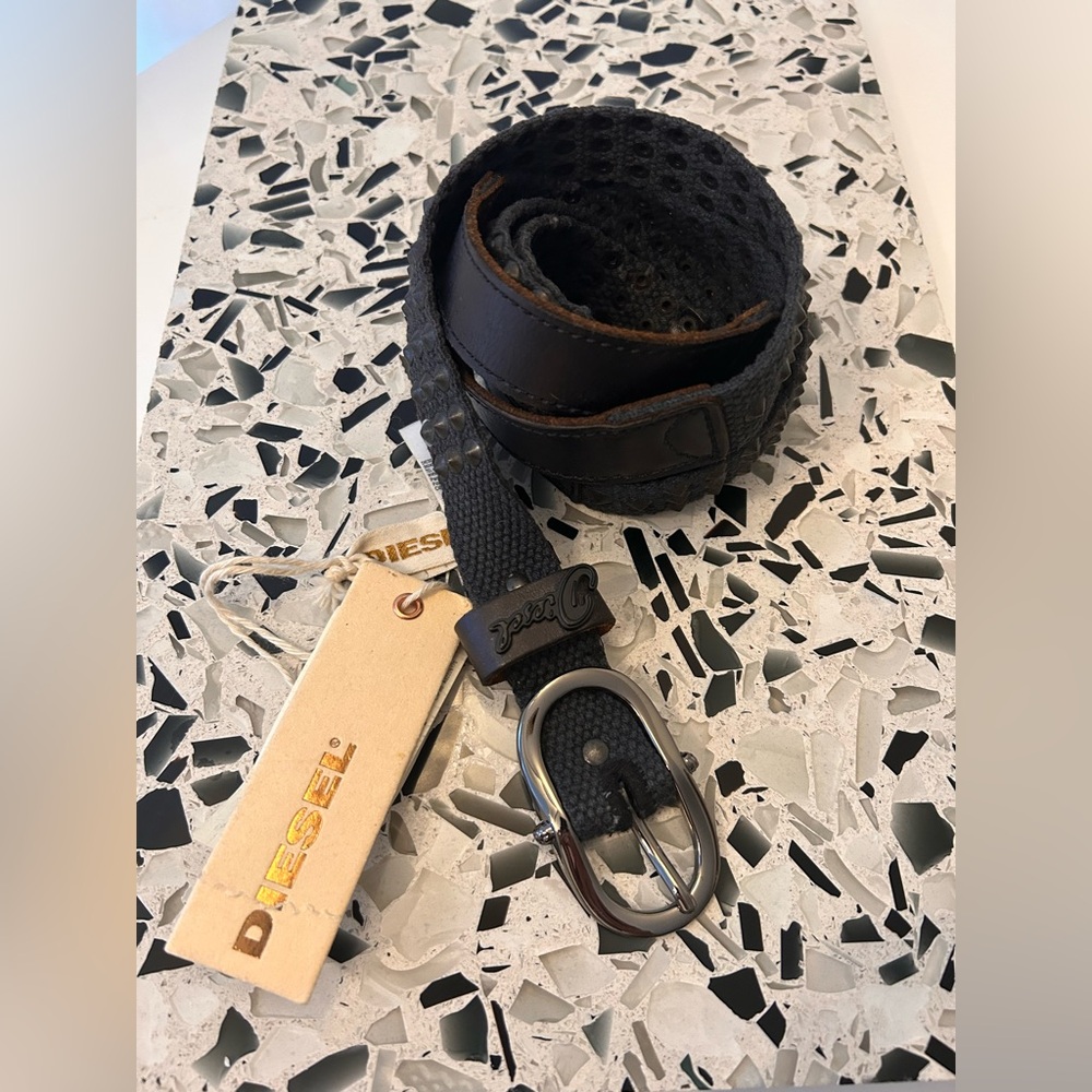 Diesel Black double wrap around textured women Belt